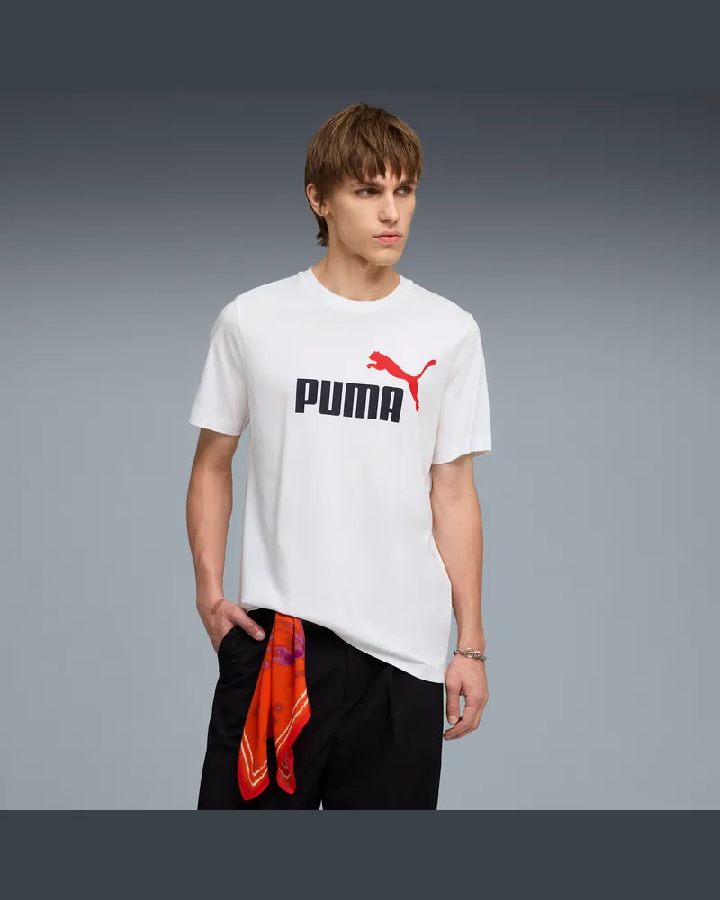 Puma T-shirt con logo bicolore Essentials N. 1 da uomo, Abbigliamento, Bianco White