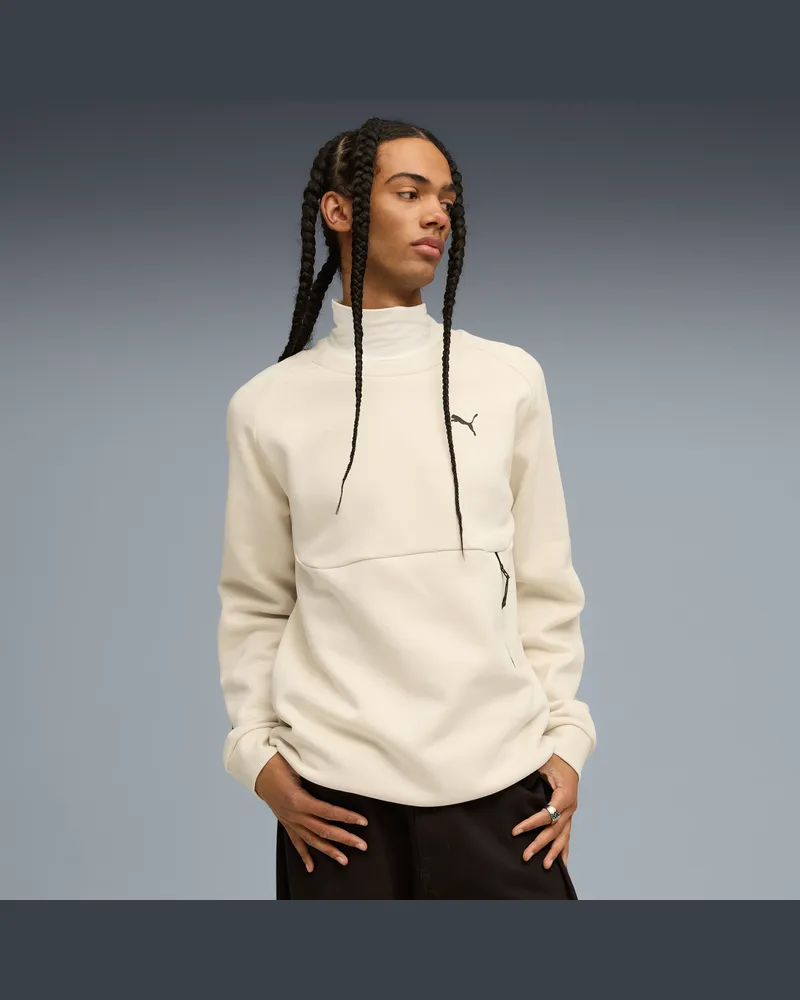 Puma Felpa girocollo TECH dal taglio morbido da uomo, Abbigliamento, Bianco White