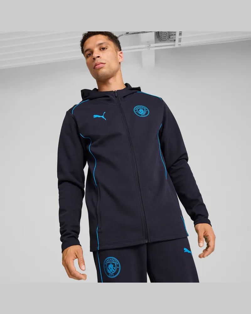 Puma Giacca da calcio con cappuccio Manchester City Casuals da uomo, Abbigliamento, Blu Blue