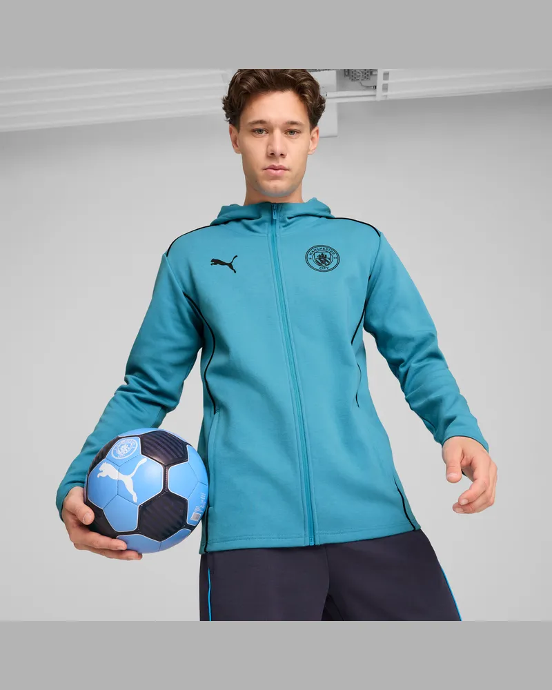 Puma Giacca da calcio con cappuccio Manchester City Casuals da uomo, Abbigliamento, Blu Blue