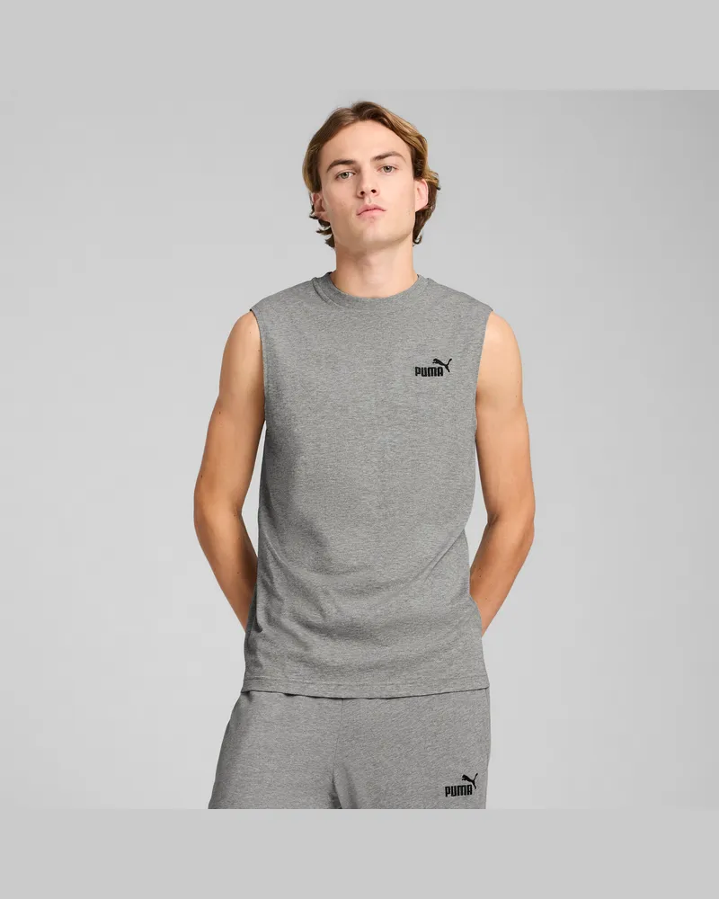 Puma T-shirt senza maniche Essentials con logo N. 1 da uomo, Abbigliamento, Grigio Gray