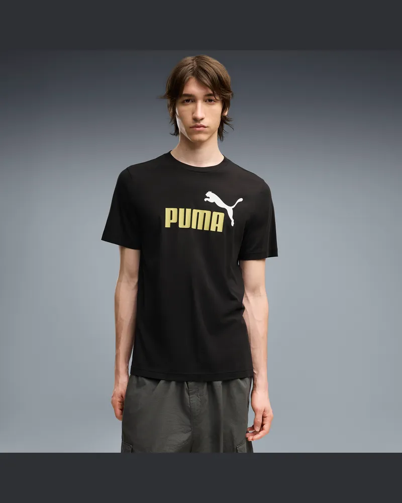 Puma T-shirt con logo bicolore Essentials N. 1 da uomo, Abbigliamento, Nero Black