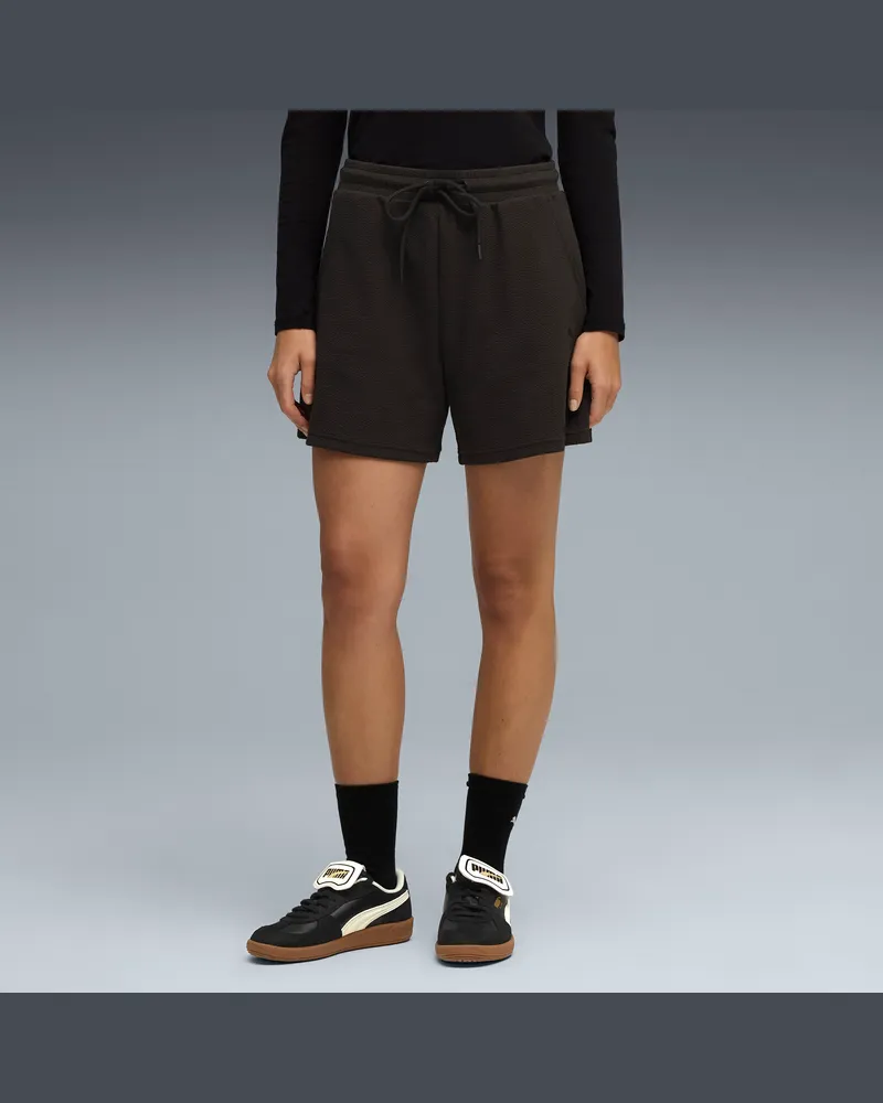 Puma Shorts a vita alta HER da 5” da donna, Abbigliamento, Nero Black