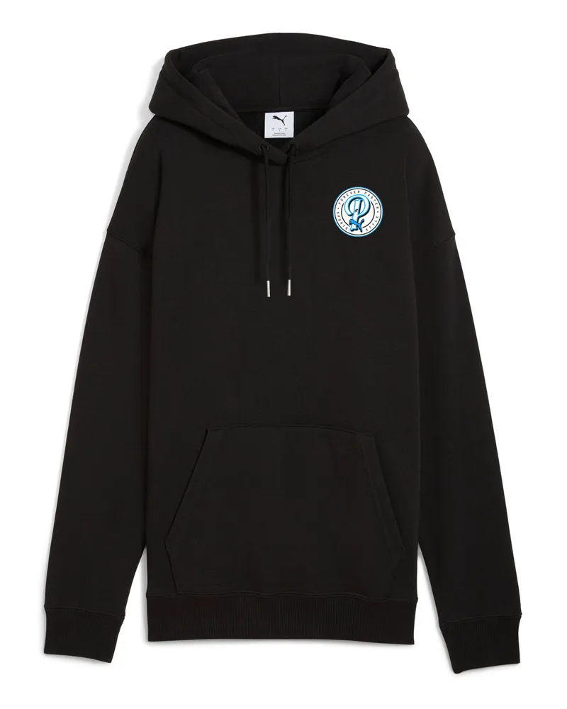 Puma Felpa con cappuccio con grafica Wardrobe Essentials Sports Legacy dal taglio morbido da donna, Abbigliamento, Nero Black