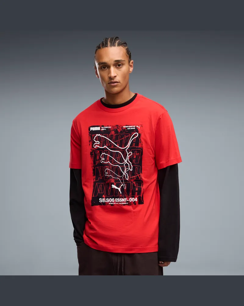 Puma T-shirt Graphics Box da uomo, Accessori, Rosso Red