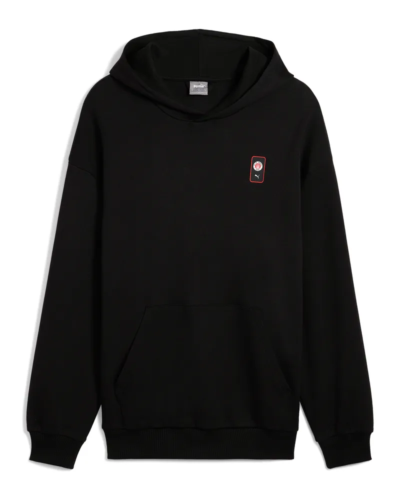 Puma Felpa con cappuccio grafica stile retrò FC St. Pauli da uomo, Accessori, Nero Black
